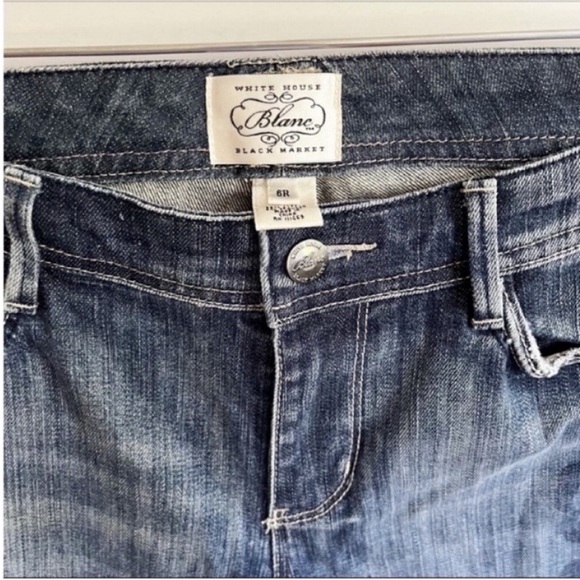 White House Black Market Blanc jeans blue bootcut floral fading - Picture 4 of 8